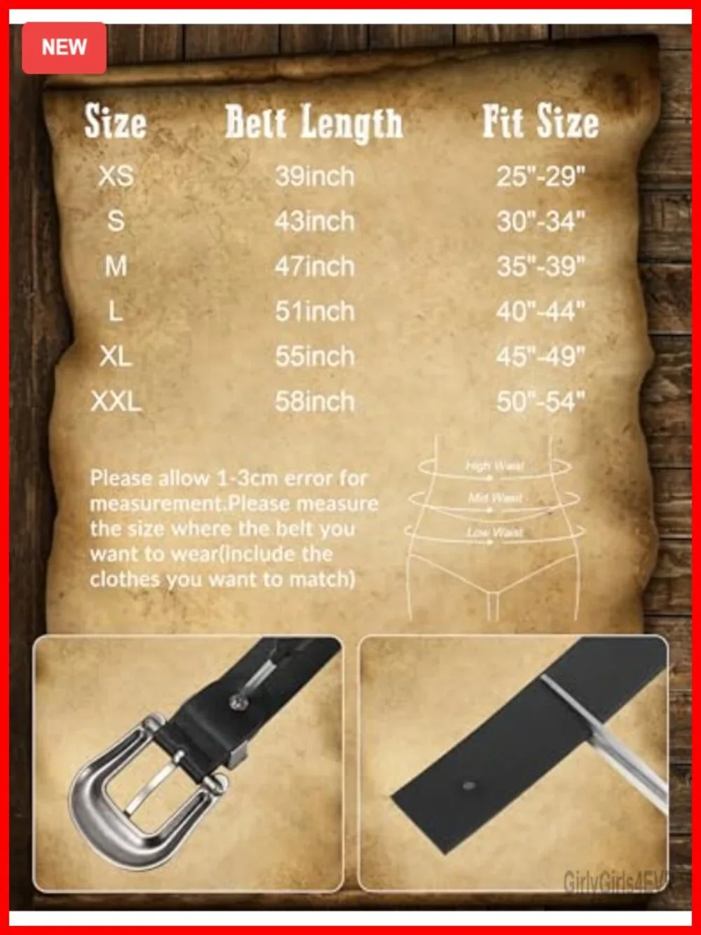 Western Belt for Women PU Leather Vintage Cowgirl Belt with Silver Buckle